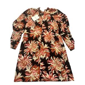 Who What Wear Dress‎ Womens Medium Black Wallpaper Mums Floral Shift Back Zip